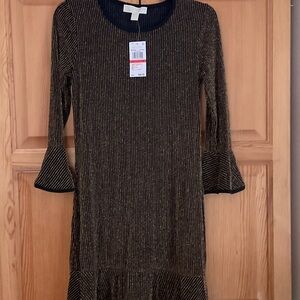 Michael Kors Metallic Long Sleeve Dress